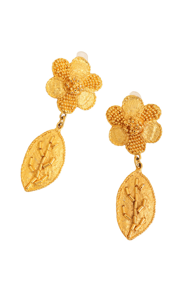 Beaded Floral Leaf Earrings by Todd Oldham close @ Recess LA