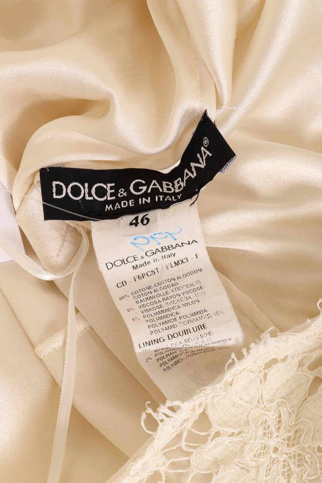 Dolce & Gabbana Lace Button Through Long Sleeve Dress tag @ Recess LA 