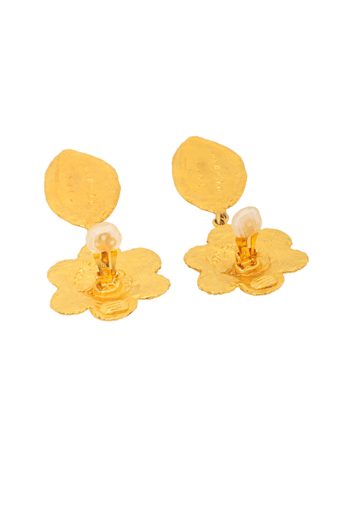 Beaded Floral Leaf Earrings by Todd Oldham backs open @ Recess LA