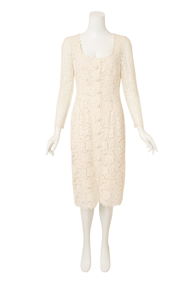 Dolce & Gabbana Lace Button Through Long Sleeve Dress @ Recess LA 