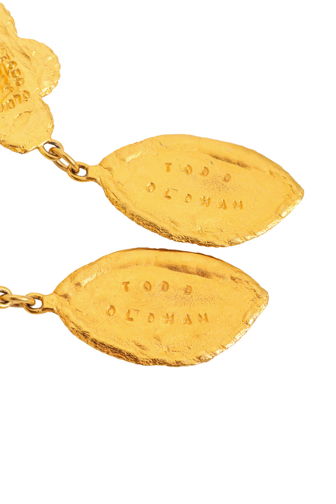 Beaded Floral Leaf Earrings by Todd Oldham signature @ Recess LA