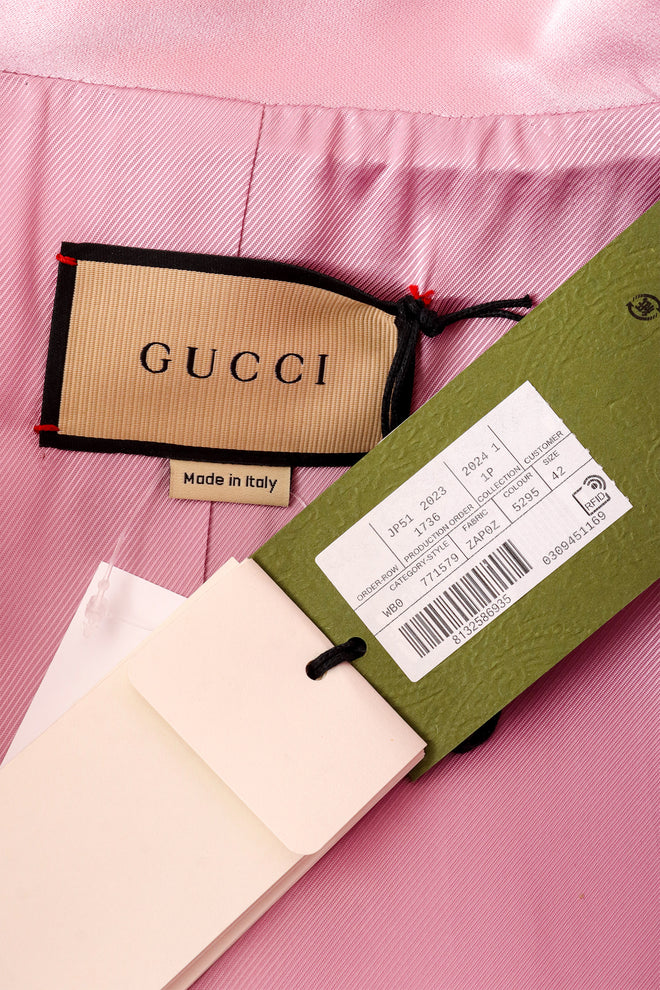 Satin Empire Coat by Gucci label and tag @ Recess LA