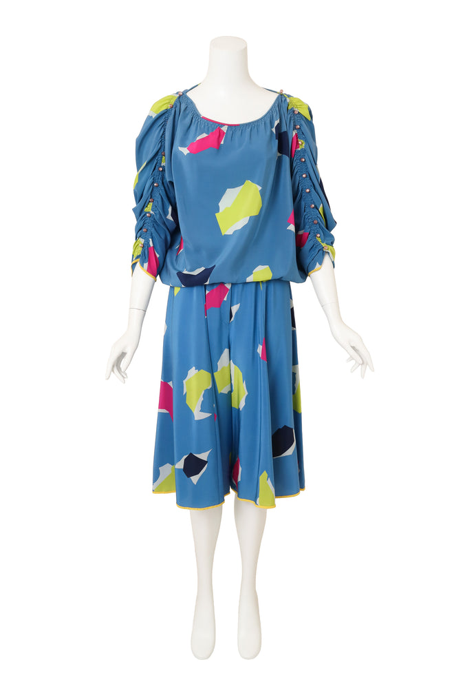 Vintage Chloe Abstract Geometric Culottes & Blouse Set on mannequin @ Recess LA