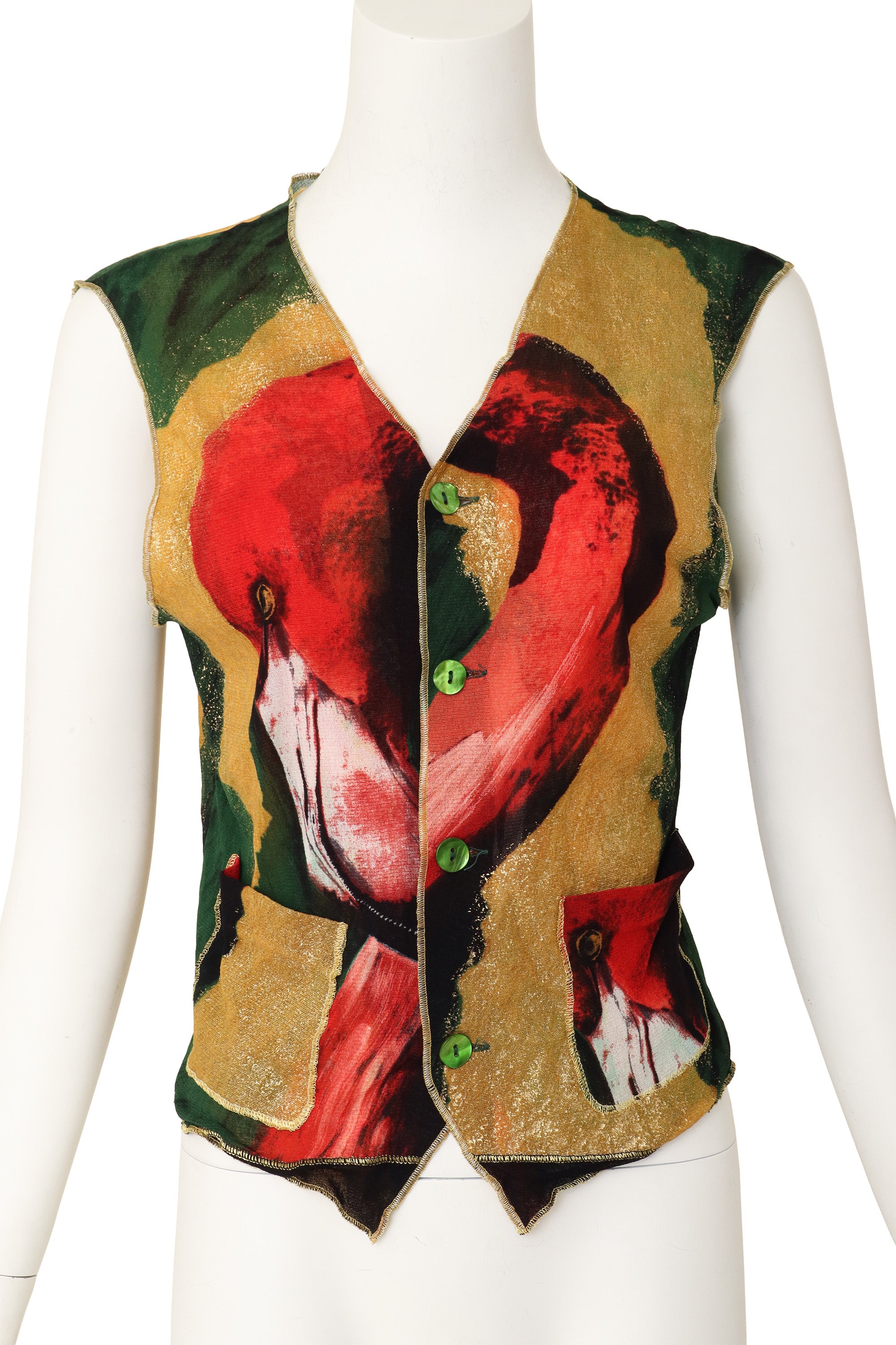 Flamingo vest top by Jean Paul Gaultier on mannequin close @ Recess LA