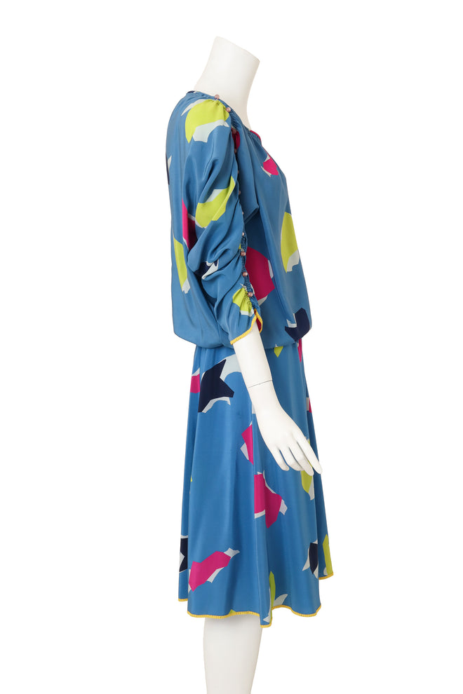 Vintage Chloe Abstract Geometric Culottes & Blouse Set on mannequin side @ Recess LA