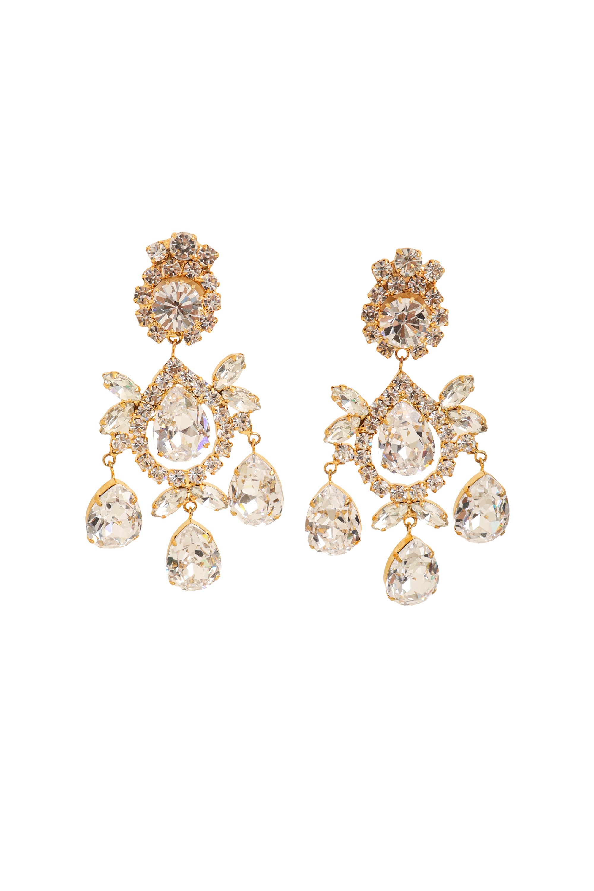 Crystal Teardrop Chandelier Earrings by Moans @ Recess LA