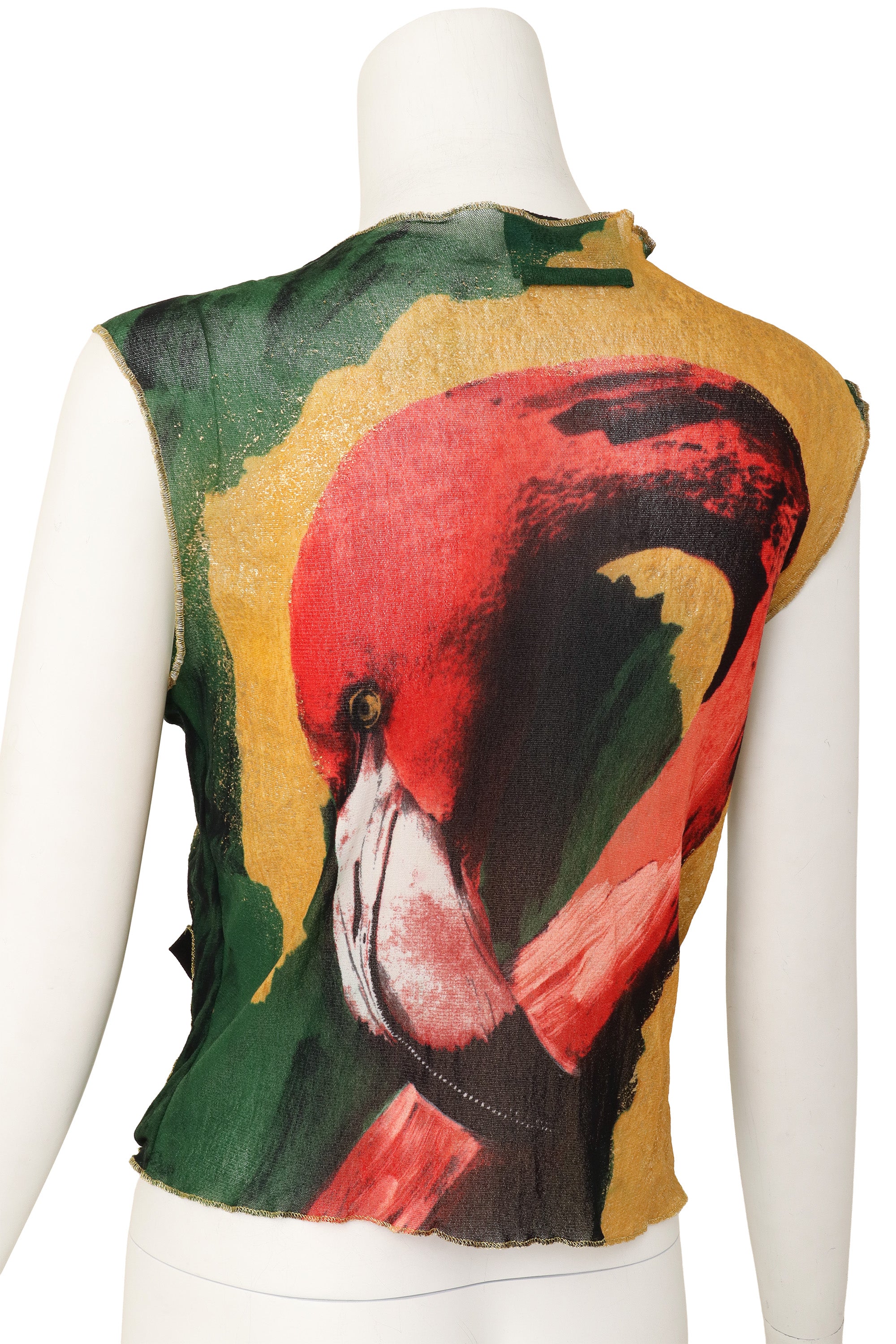 Flamingo vest top by Jean Paul Gaultier on mannequin back close @ Recess LA