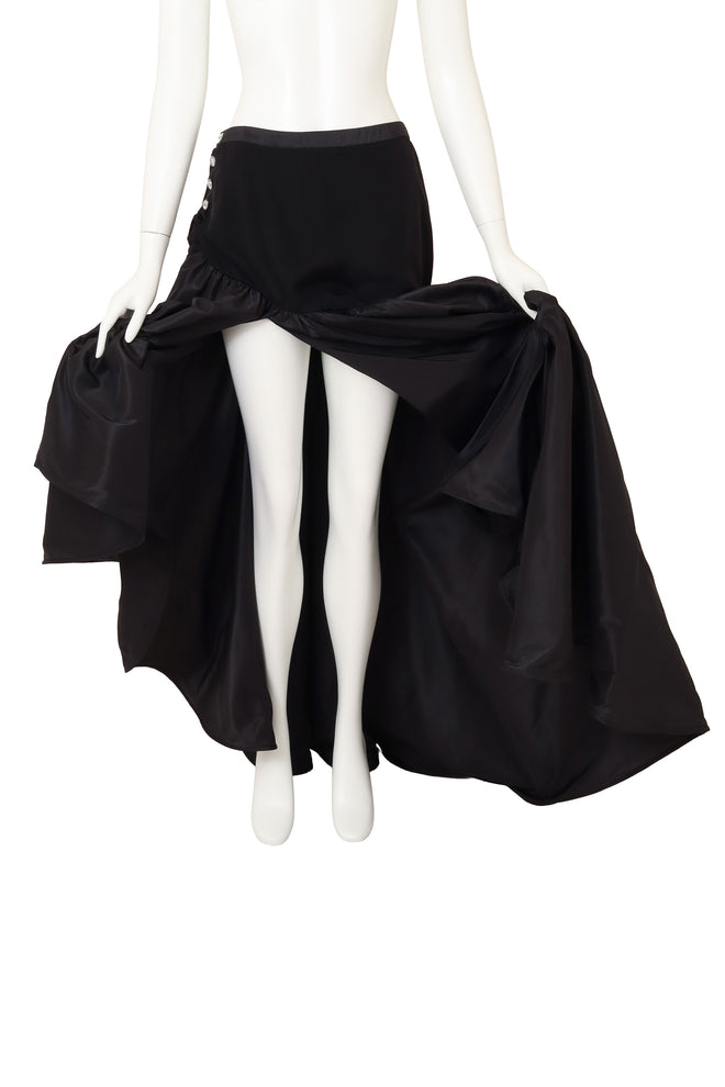 Vintage Azzaro Asymmetrical Crystal Button Skirt on mannequin open @ Recess LA