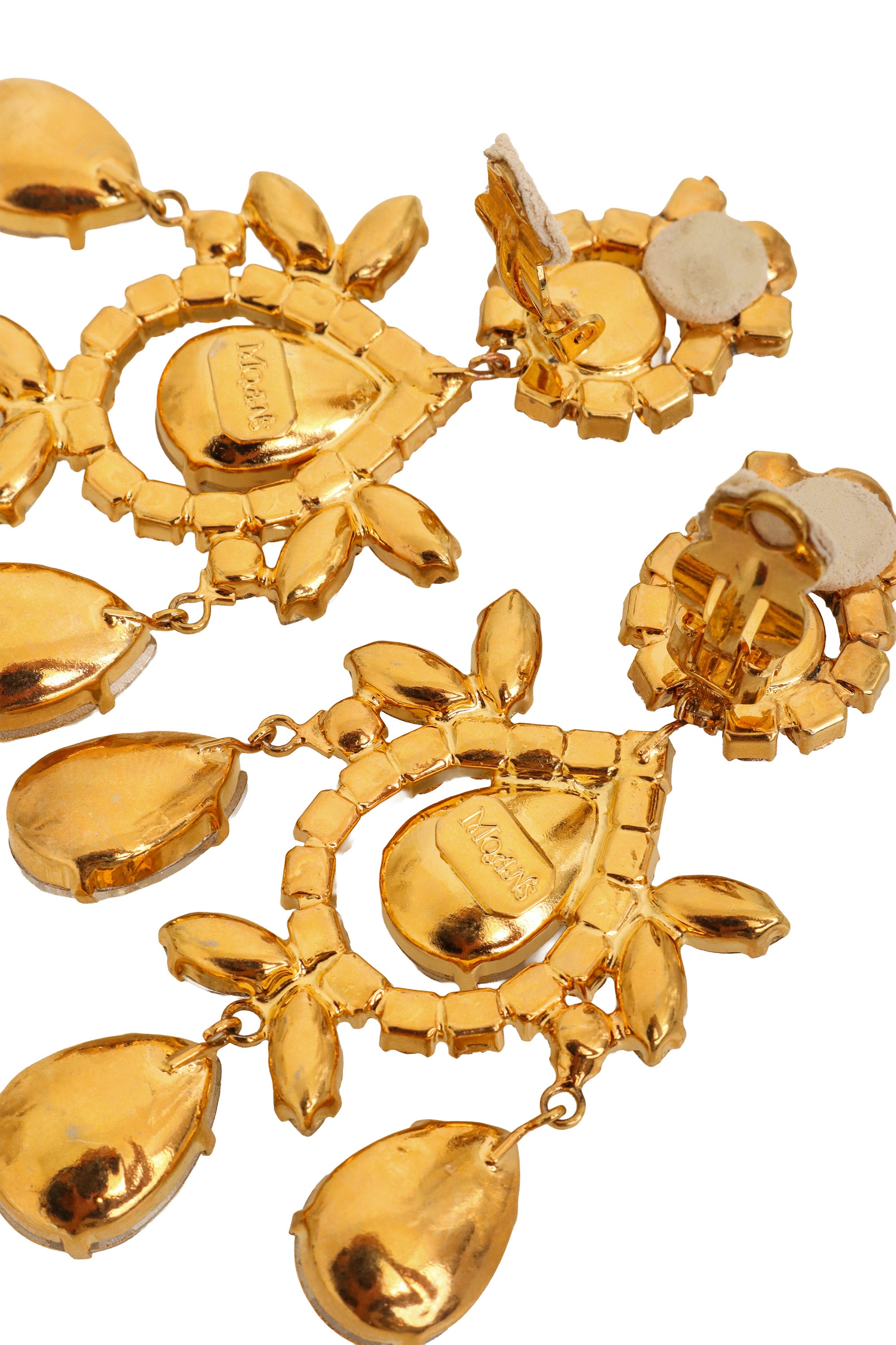 Crystal Teardrop Chandelier Earrings by Moans logo @ Recess LA