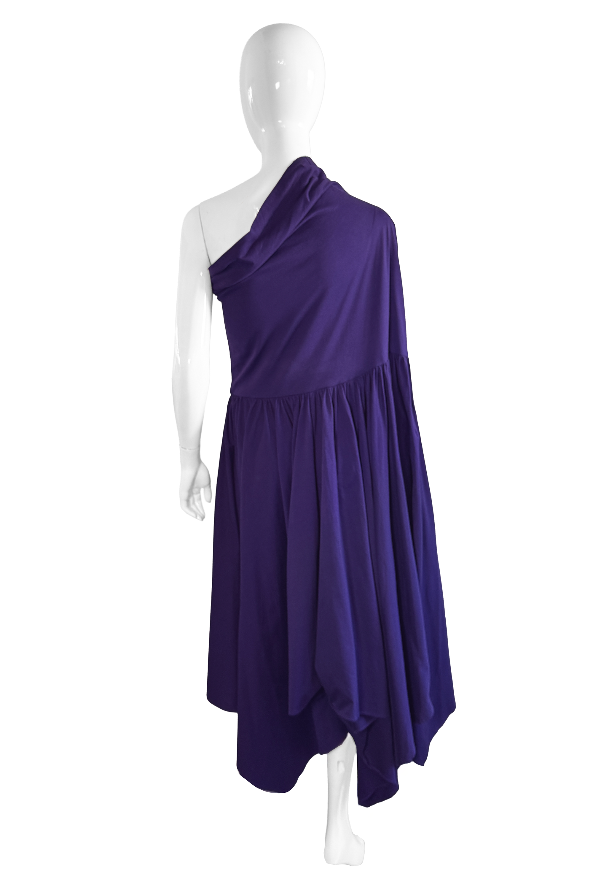 Vintage Rome Gigli One Shoulder Cowl Dress back on mannequin @recess la