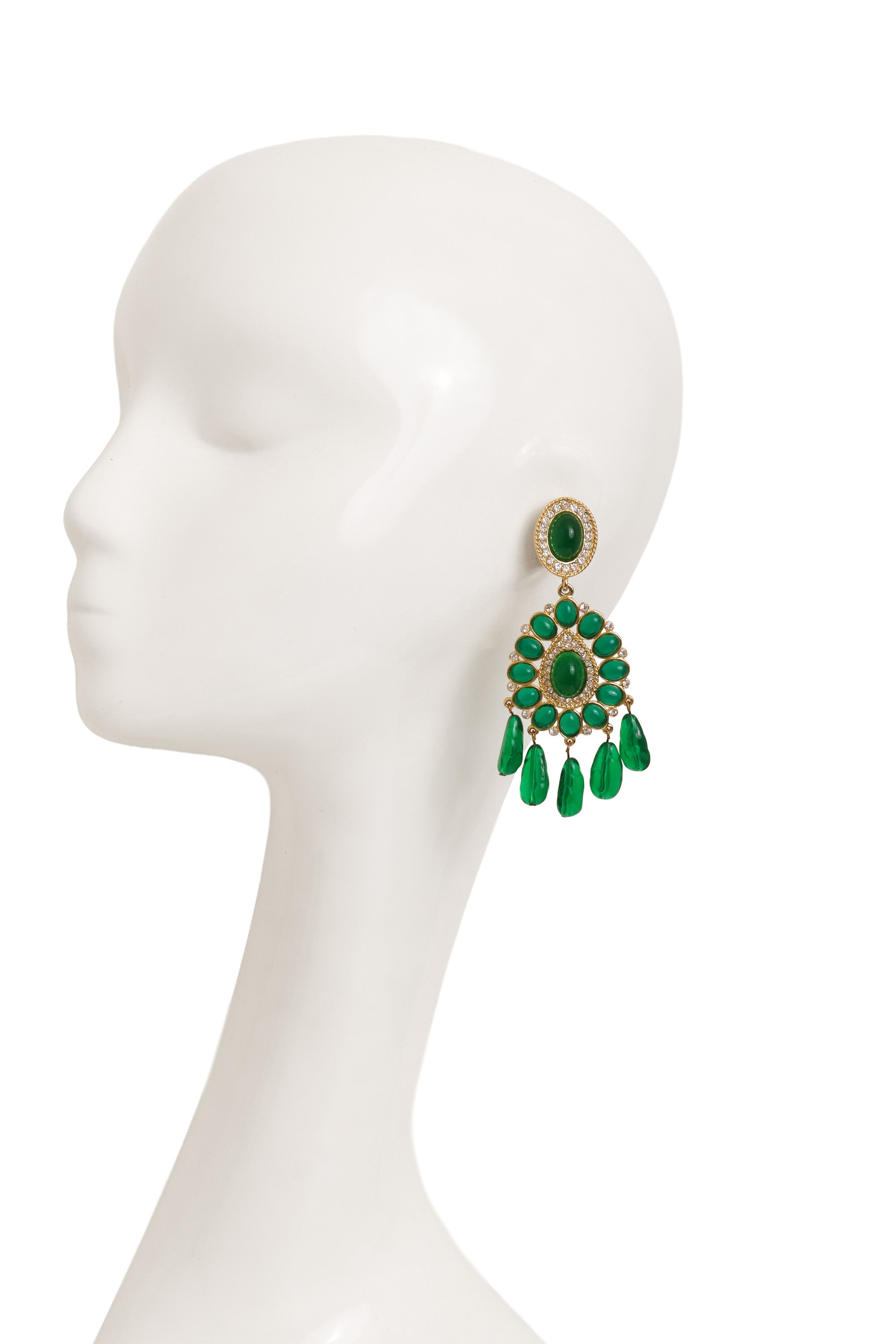 Jewel Drop Chandelier Earrings by Kenneth Jay Lane on mannequin @ Recess LA