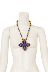 Lapis Maltese Cross Necklace by William De Lillo on mannequin @ Recess LA