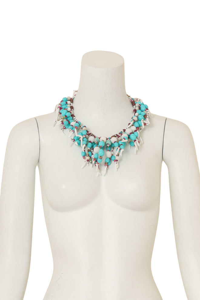 Coral Bead Cluster Necklace on mannequin @ Recess LA