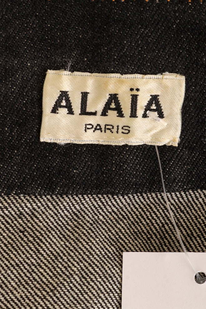 Vintage Alaia Asymmetrical Zip Denim Skirt label @ Recess LA