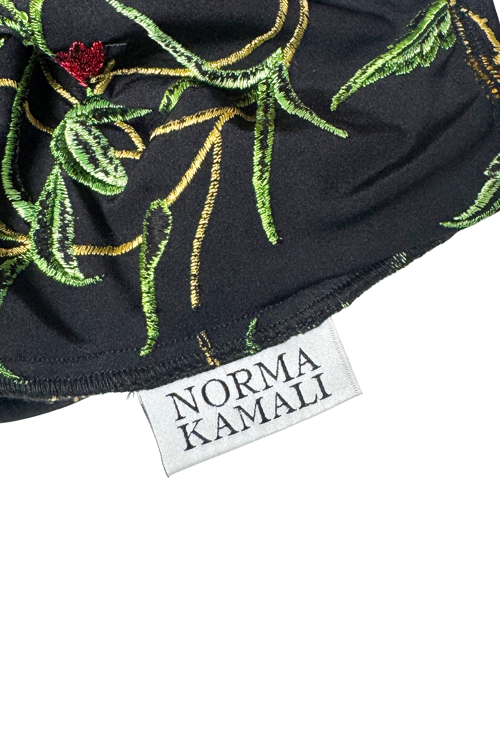 Vintage Norma Kamali Floral Embroidered Bodysuit label @recess la