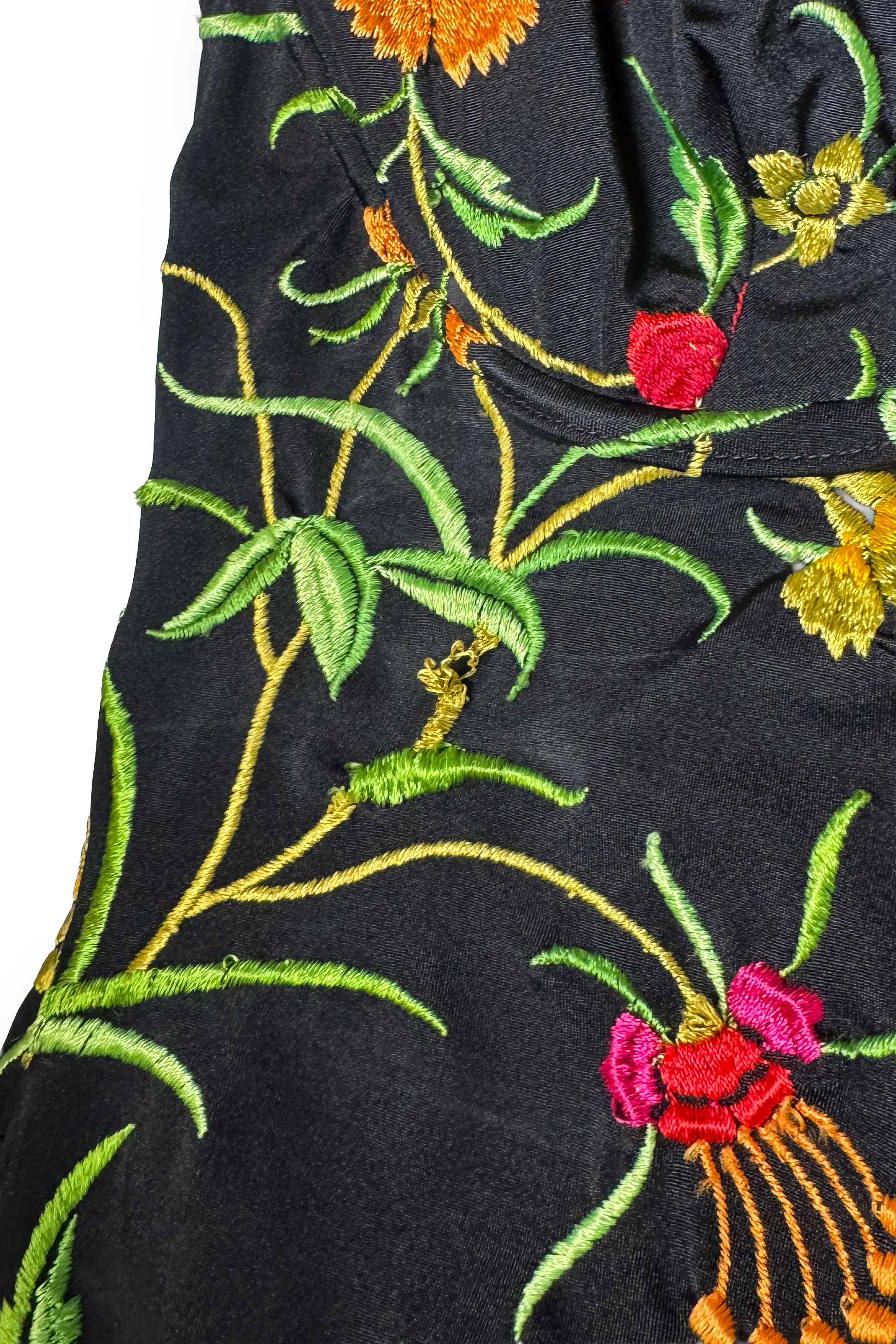 Vintage Norma Kamali Floral Embroidered Bodysuit loose thread @recess la