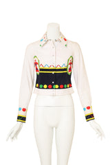 Vintage Oleg Cassini Thunderbird Dot Jacket Top on mannequin @ Recess LA