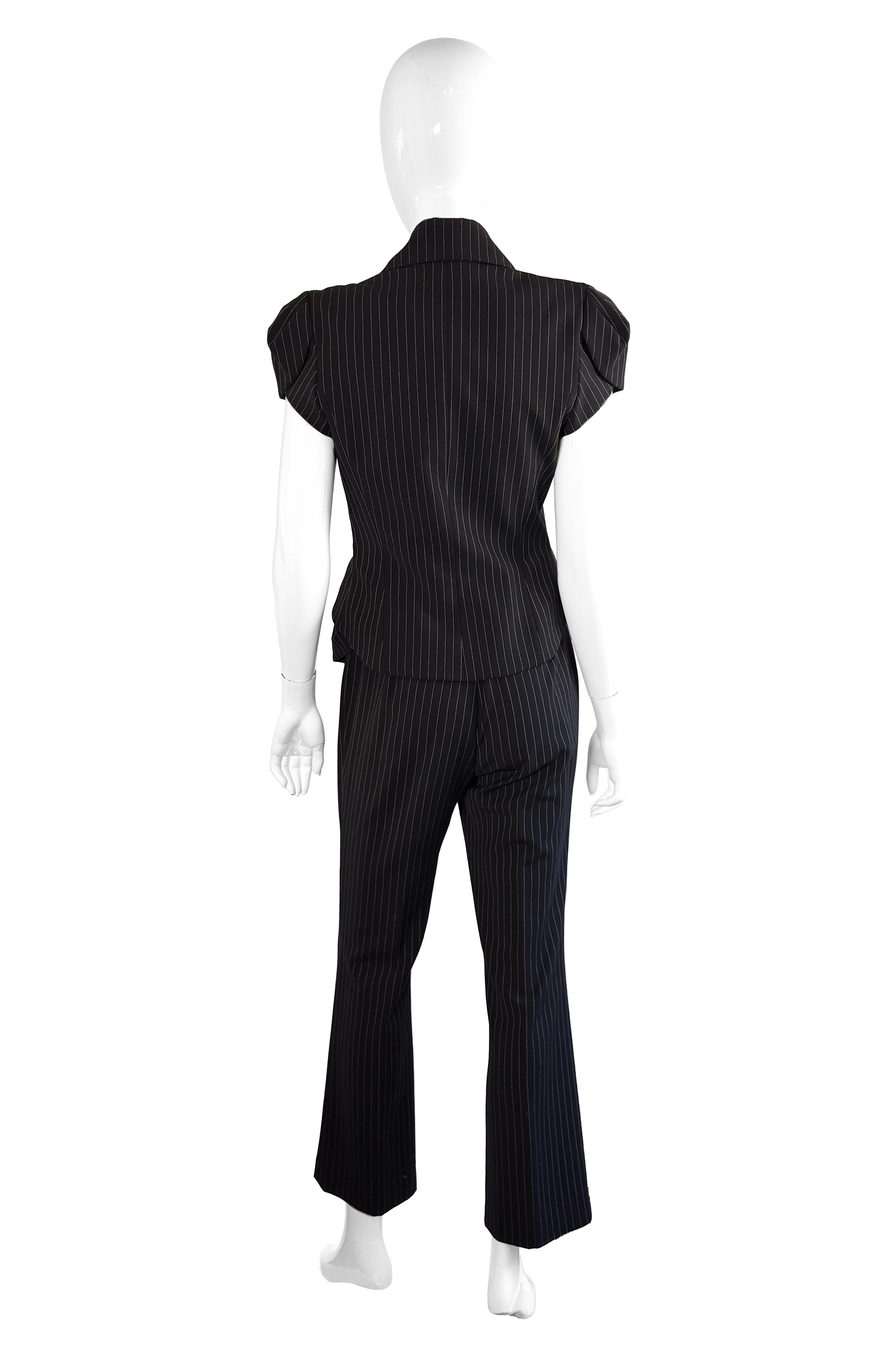Vintage John Galliano Pinstripe Top & Pant Suit back on mannequin @recess la