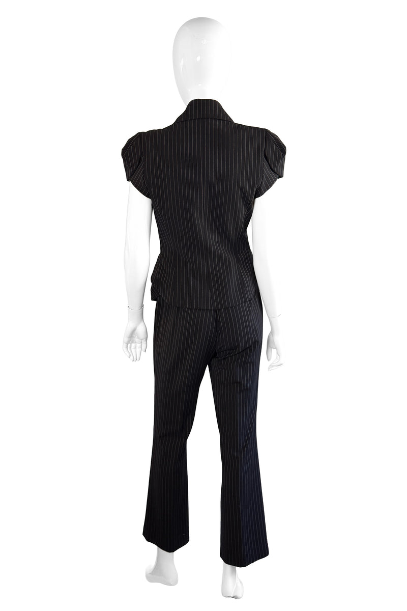 Vintage John Galliano Pinstripe Top & Pant Suit back on mannequin @recess la