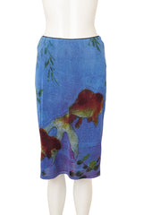 Vintage Vivienne Tam Gold Fish Mesh Top & Skirt Set skirt close up @ Recess LA
