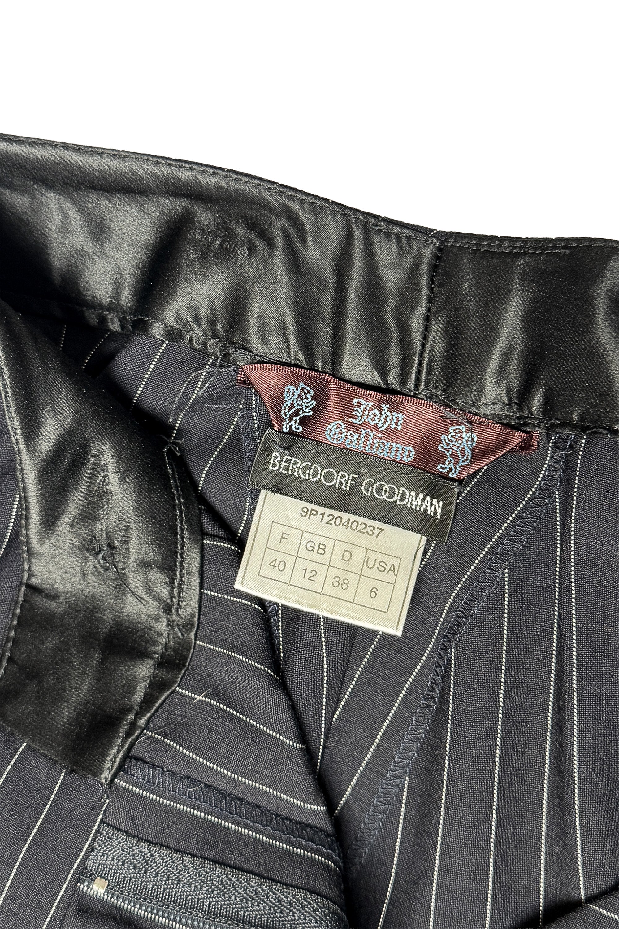 Vintage John Galliano Pinstripe Top & Pant Suit pant label @recess la