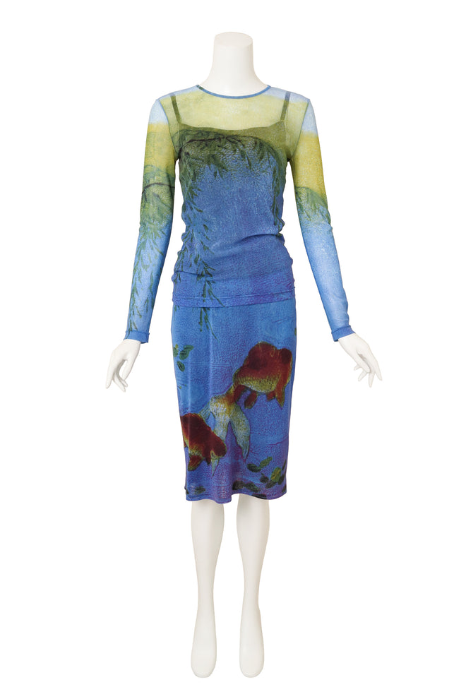 Vintage Vivienne Tam Gold Fish Mesh Top & Skirt Set @ Recess LA