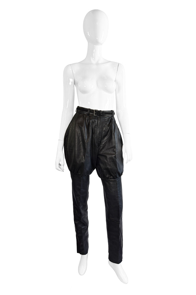 Vintage Gianni Versace Bubble Straight Leg Leather Pant front on mannequin @recess la