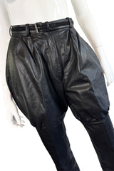 Vintage Gianni Versace Bubble Straight Leg Leather Pant front detail on mannequin @recess la