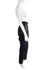 Vintage Gianni Versace Bubble Straight Leg Leather Pant side on mannequin @recess la