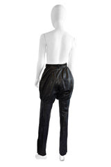 Vintage Gianni Versace Bubble Straight Leg Leather Pant back on mannequin @recess la