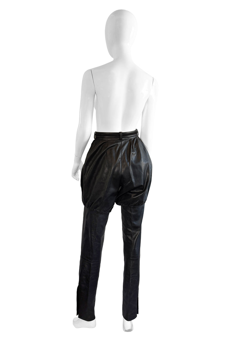 Vintage Gianni Versace Bubble Straight Leg Leather Pant back on mannequin @recess la