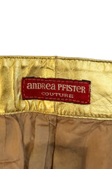Vintage Andrea Pfister Gold Leather Pants label @recess la