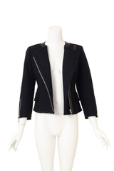 Louis Vuitton Wool Leather Trim Side Zip Jacket on mannequin unzipped @ Recess LA