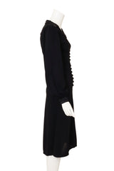Vintage Ossie Clark Jacquard Collar Crepe Midi Dress on mannequin side @ Recess LA