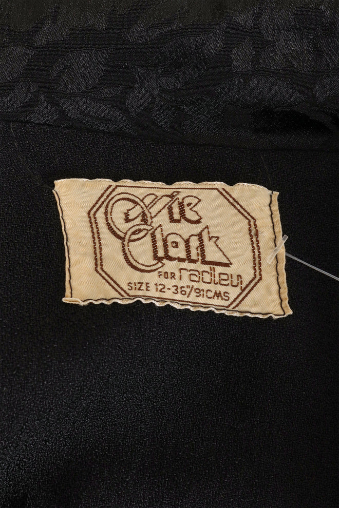 Vintage Ossie Clark Jacquard Collar Crepe Midi Dress label @ Recess LA