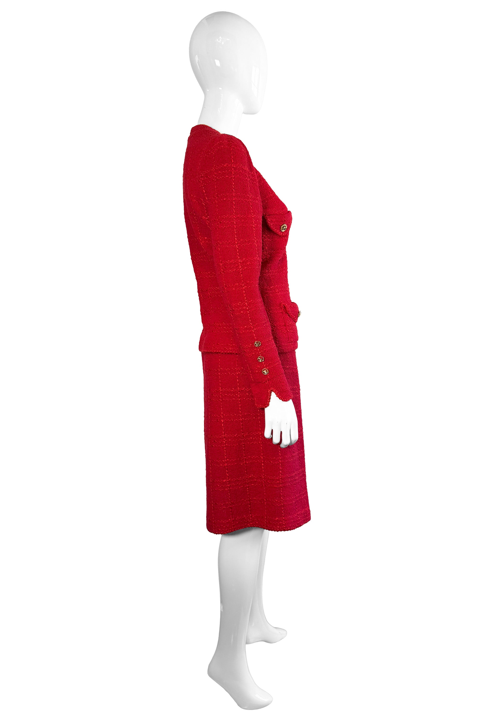 Windowpane Bouclé Skirt Suit by Adolfo side @recess LA