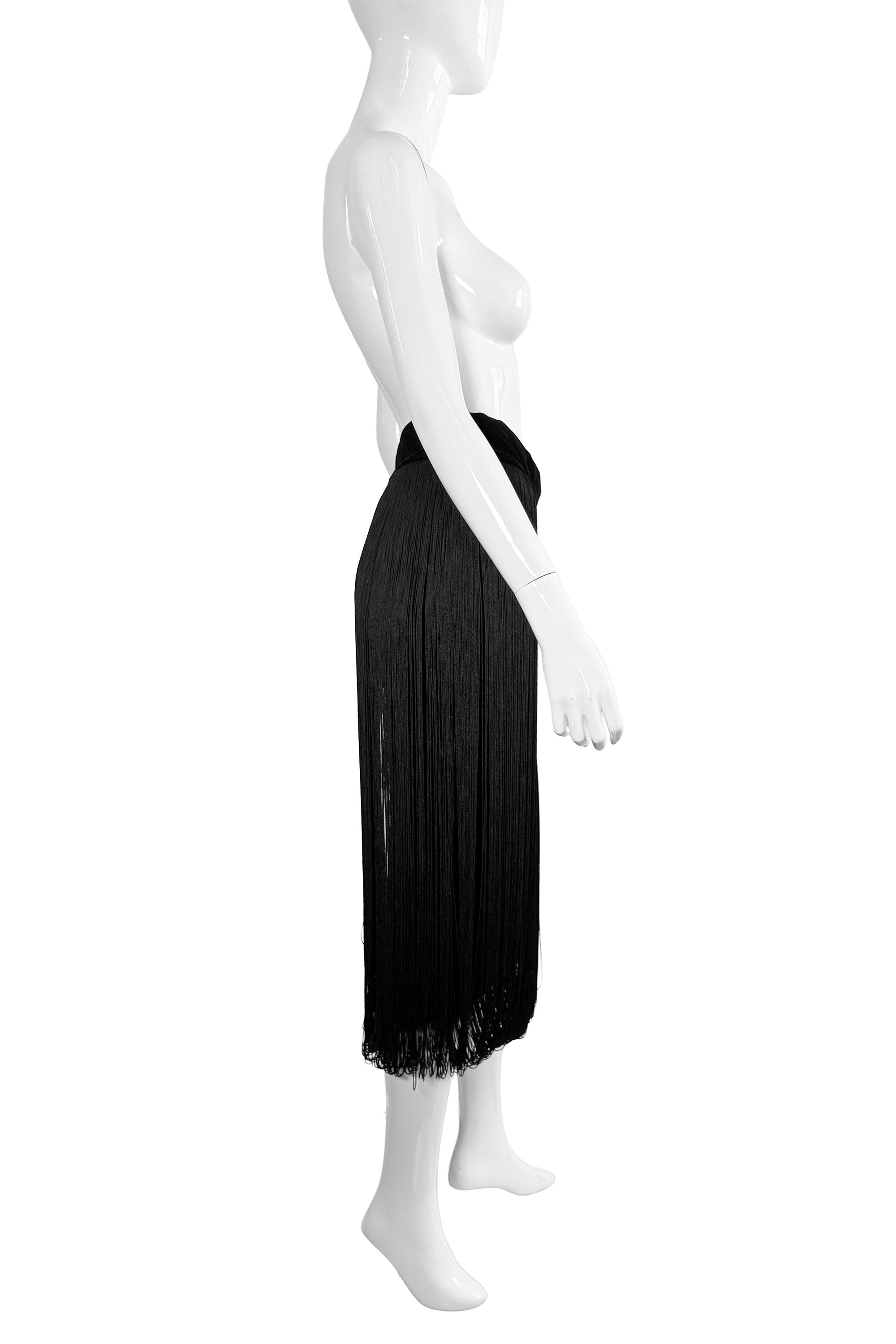 Velvet Fringe Skirt/Dress by Jean Paul Gaultier skirt side @ Recess LA