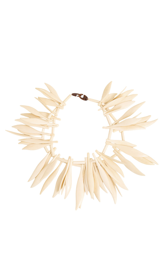 Layered Resin Leaf Spike Collar by Monies @ Recess LA