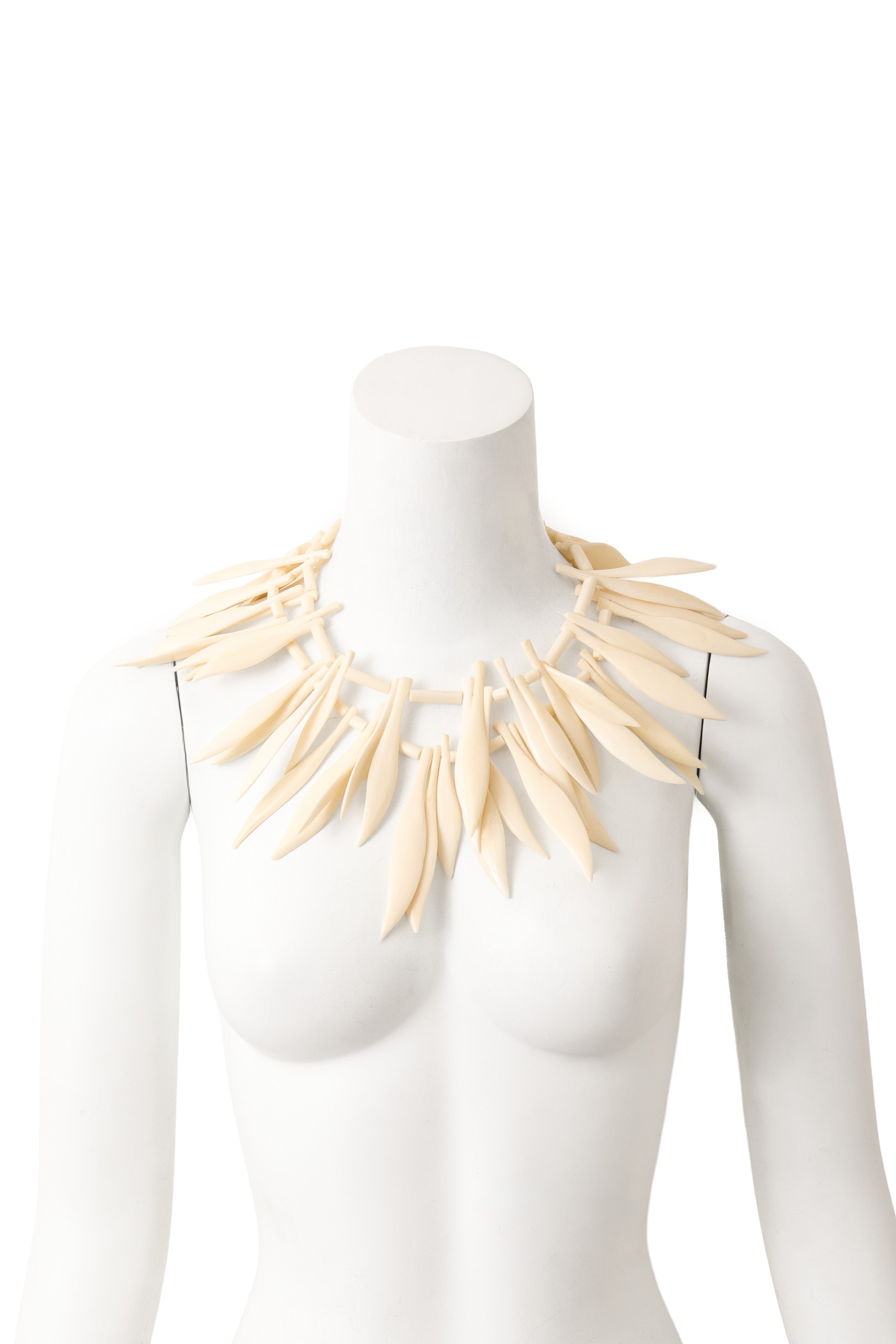Layered Resin Leaf Spike Collar by Monies  on mannequin @ Recess LA