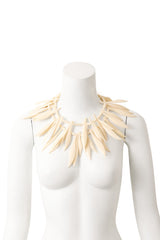 Layered Resin Leaf Spike Collar by Monies  on mannequin @ Recess LA