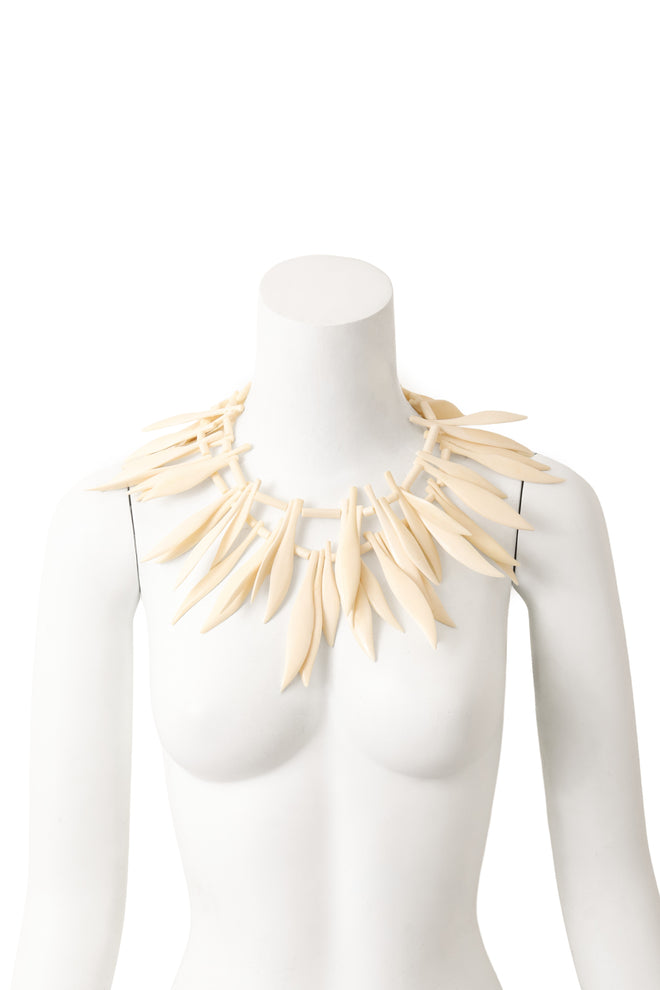 Layered Resin Leaf Spike Collar by Monies  on mannequin @ Recess LA