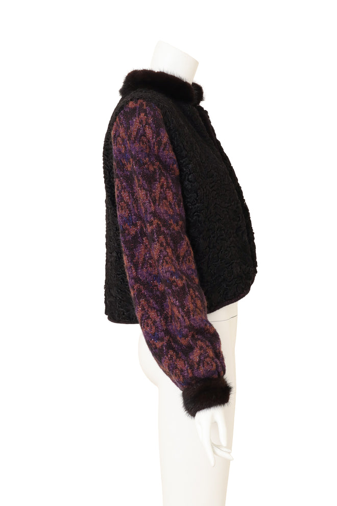 Jean Louis Scherrer Lamb Knit Open Front Evening Jacket side  @ Recess LA
