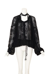 Ann Demeulemeester Embroidered Tunic Blouse on mannequin tied up @ Recess LA