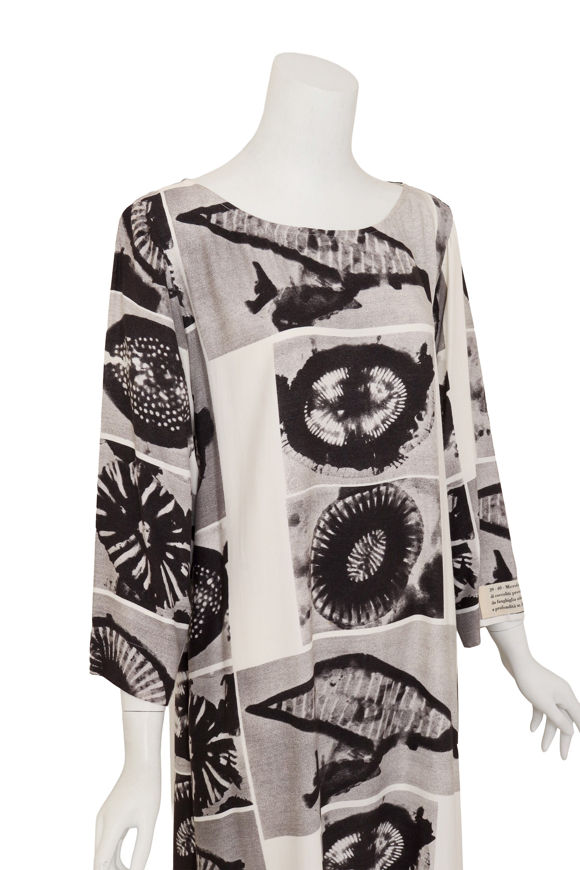 Micrograph Print Shift Dress by Moschino on mannequin close @ Recess LA