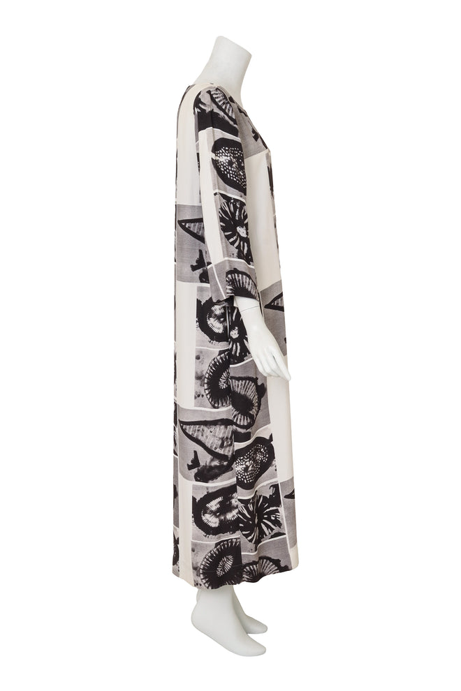 Micrograph Print Shift Dress by Moschino on mannequin side @ Recess LA