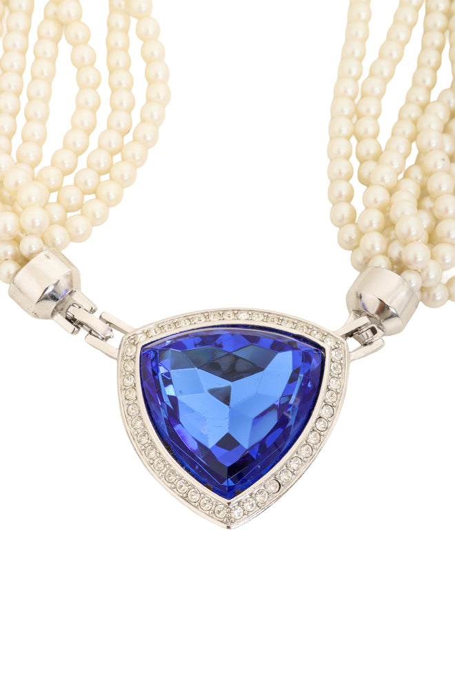 Pearl Crystal Collar Necklace by Yves Saint Laurent close @ Recess LA