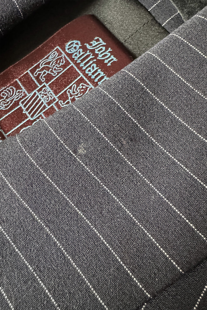 Vintage John Galliano Pinstripe Top & Pant Suit scuff 1 @recess la