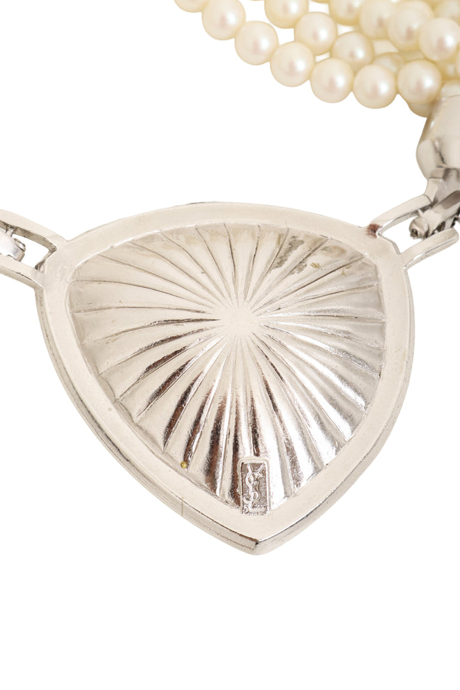 Pearl Crystal Collar Necklace by Yves Saint Laurent cartouche @ Recess LA