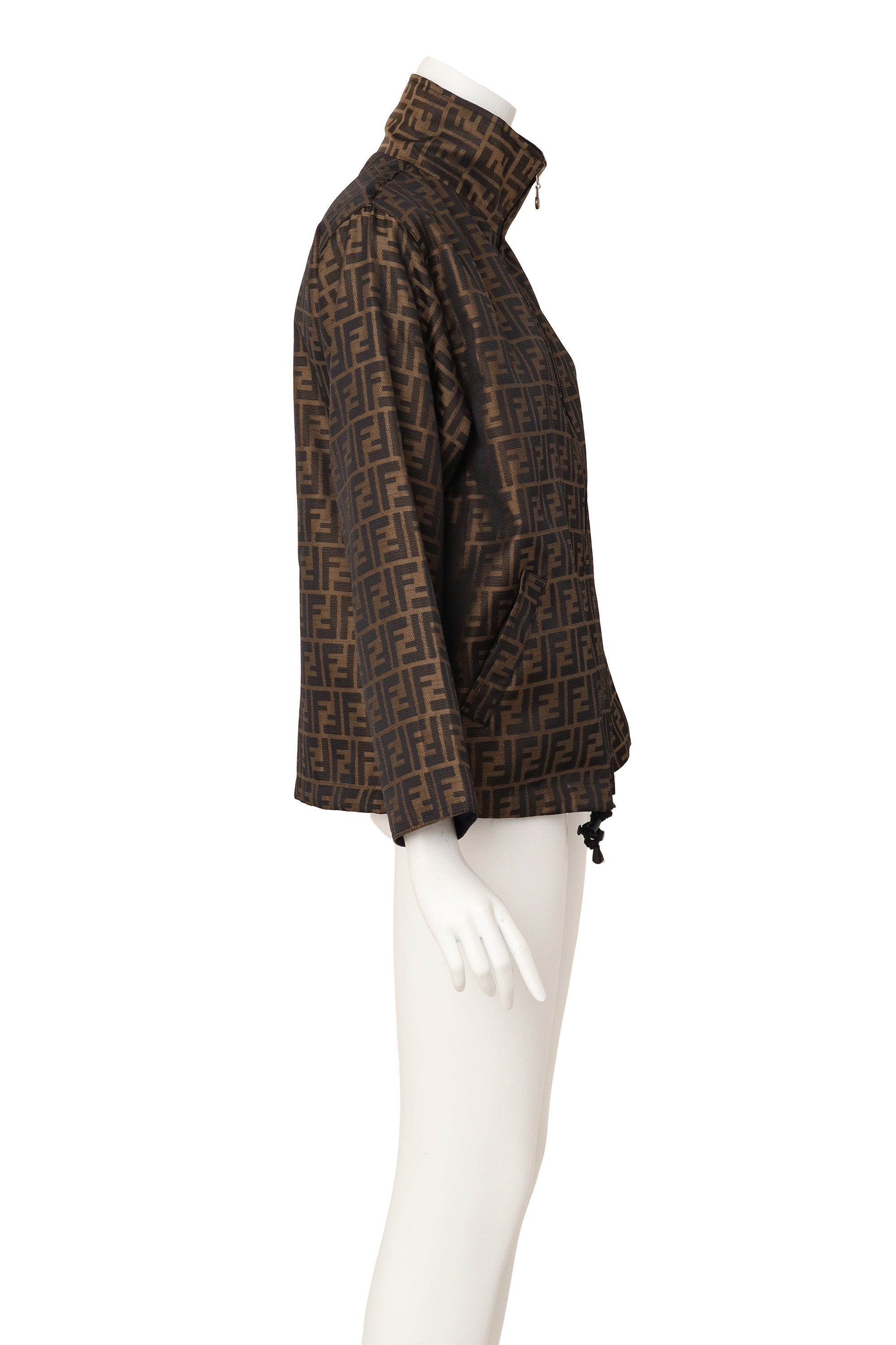 reversible logo jacket by Fendi on mannequin side @ Recess LA