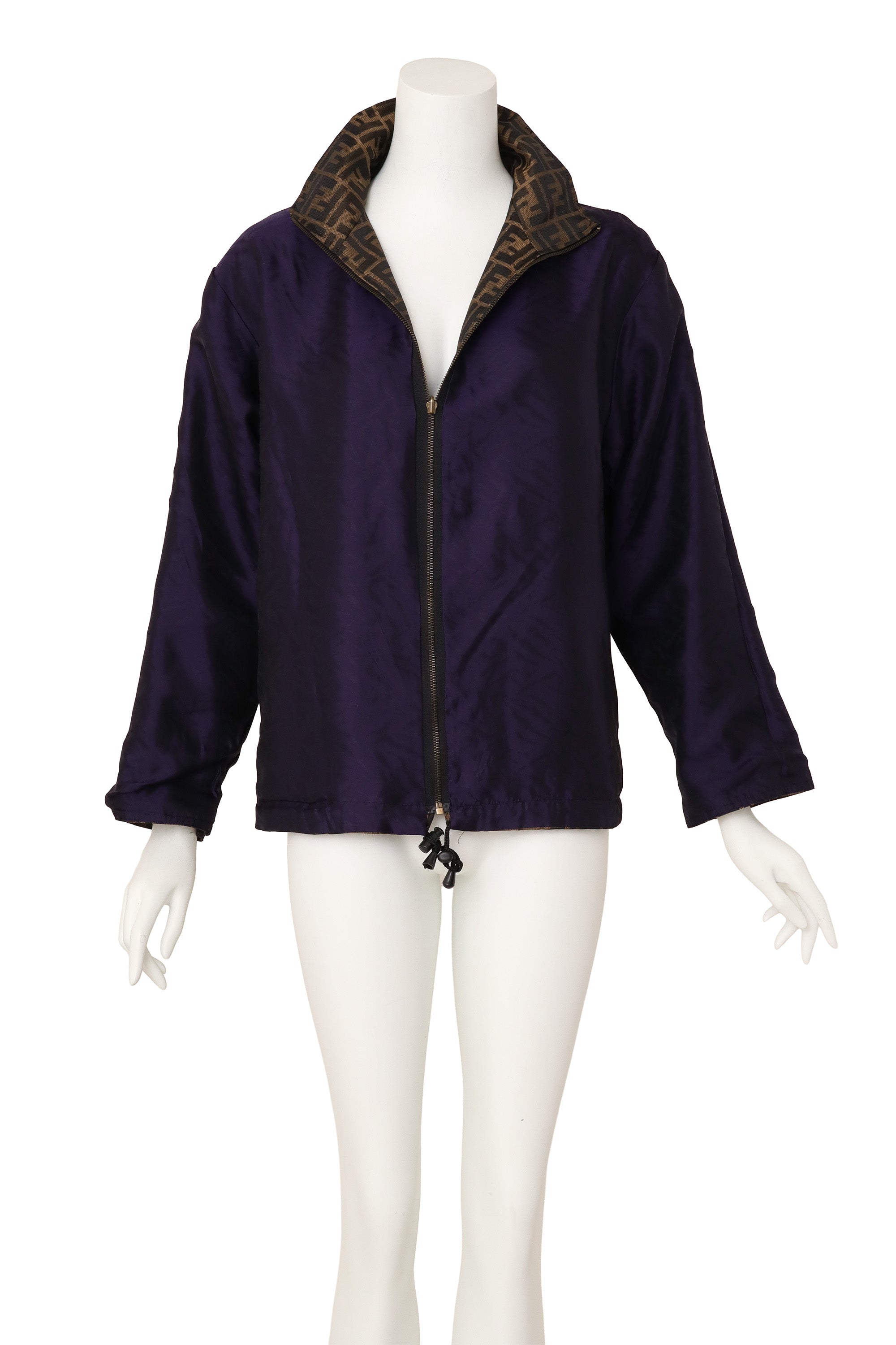 reversible logo jacket by Fendi on mannequin purple side out @ Recess LA